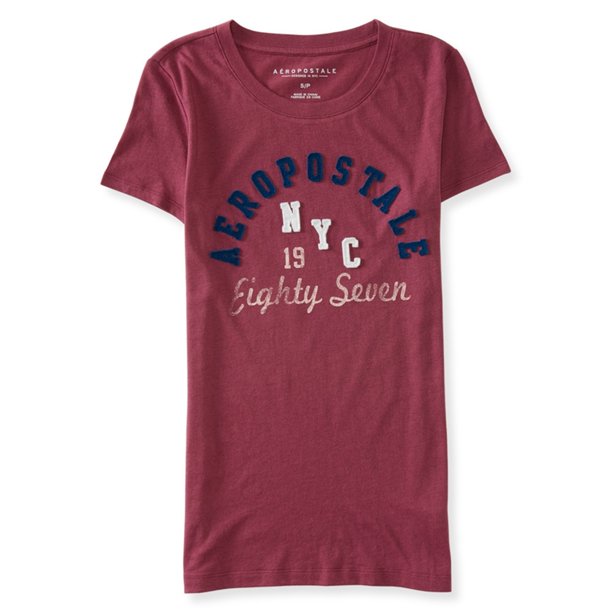 Camiseta adornada Aeropostale NYC Eighty Seven para mujer roja extragrande