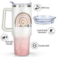 thumbnail image 3 of Pink Sequin Gradient Pencil 40 Oz Tumbler with Handle Lid and Straw, Stainless Steel Double Walled Vacuum Insulated Cup, Cute Birthday Gifts Tumbler for Women Men Friends, 3 of 7