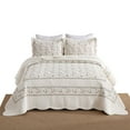thumbnail image 2 of 3Pcs 100% Cotton Embroidery Delicate Floral Quilt Bedspread Set, 2 of 12