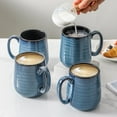 thumbnail image 3 of Hasense Coffee Mugs, 15 oz Ceramic Coffee Cups Set of 4, Large Coffee Mugs with Big Handle for Tea, Latte, Milk, Unique Gift for Housewarming Wedding Anniversaries, Dishwasher & Microwave Safe, Blue, 3 of 6