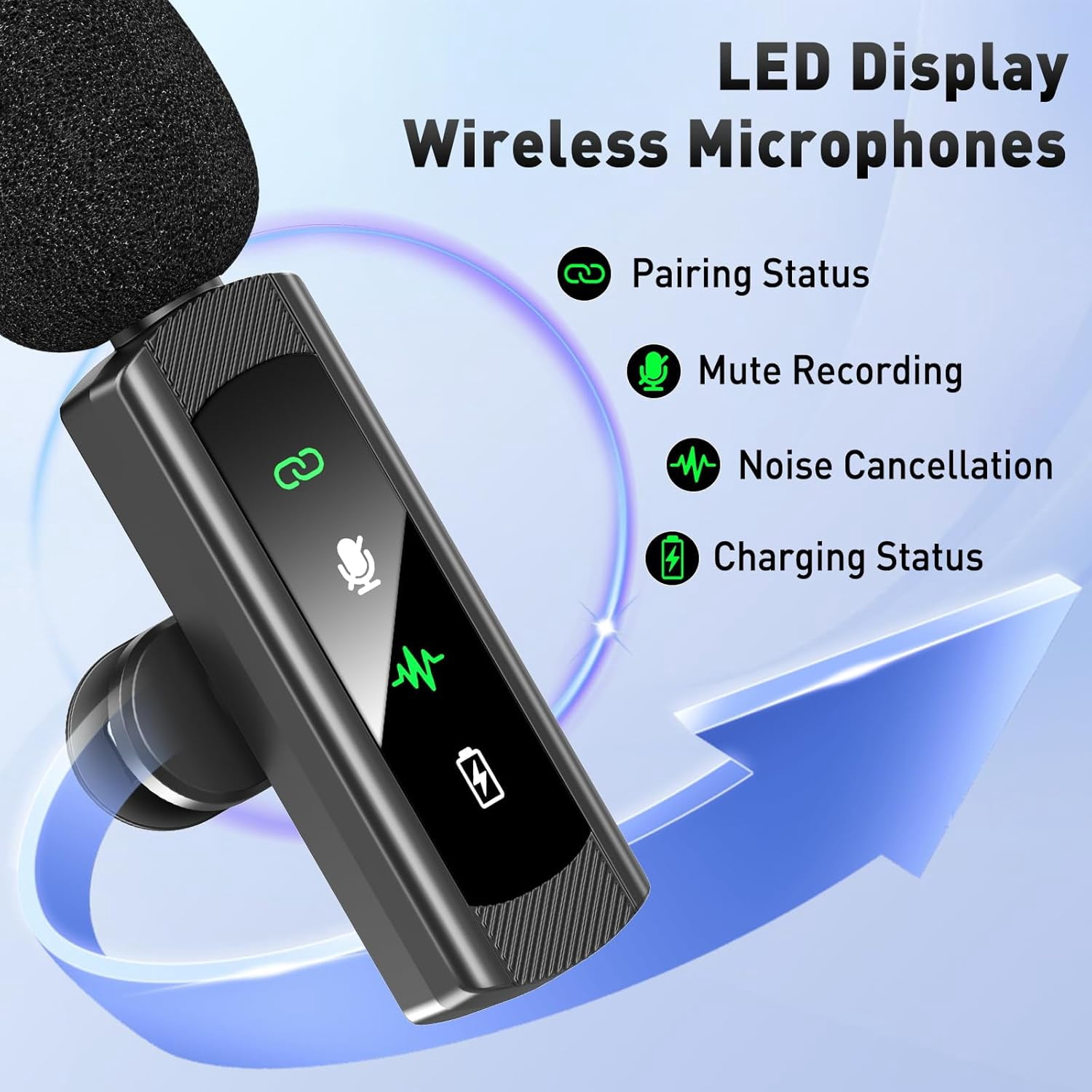 USB C Wireless Lavalier Microphone for iPhone 15 16, Mini LED Display Microphone for Android with Noise Reduction, Lapel Magnetic Clip-on Mic for Recording Content Creator Vlog Tiktok YouTube