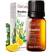Gya Labs Breathe Essential Oil Blends - Breathe Easy Essential Oils from Eucalyptus, Peppermint and More for Humidifier Cleaner (0.34 Fl Oz)