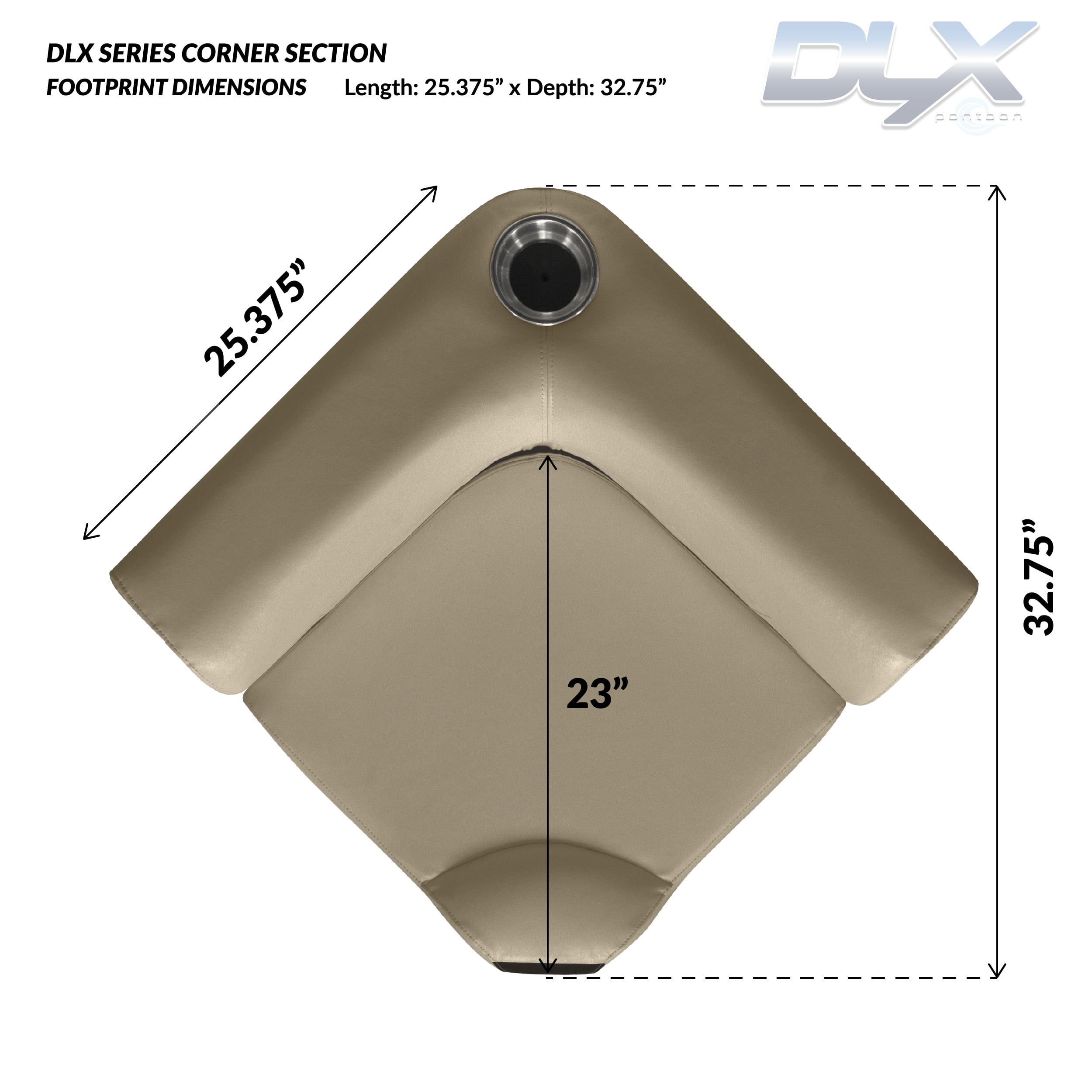 Wise DLX133-1900 DLX Series Pontoon Corner Cushion Set - Neutral / Meteor