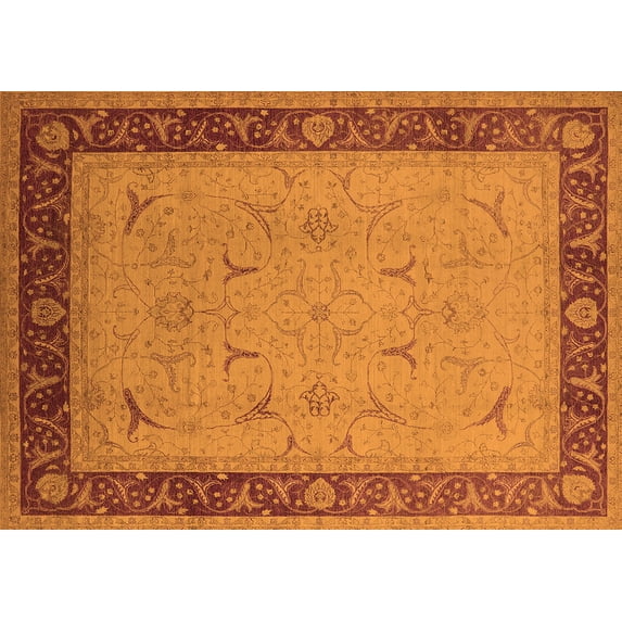 Ahgly Company Indoor Rectangle Oriental Orange Industrial Area Rugs, 5' x 8'