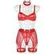 thumbnail image 4 of Conjunto de ropa interior, conjunto de lencería transparente ahuecado para mujer para San Valentín, Rojo L, 4 of 9