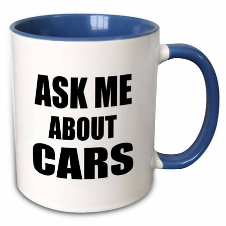 3dRose Ask me about Cars - advert for garage owner mechanic - advertise your job advertising self-promotion - Two Tone Blue Mug,