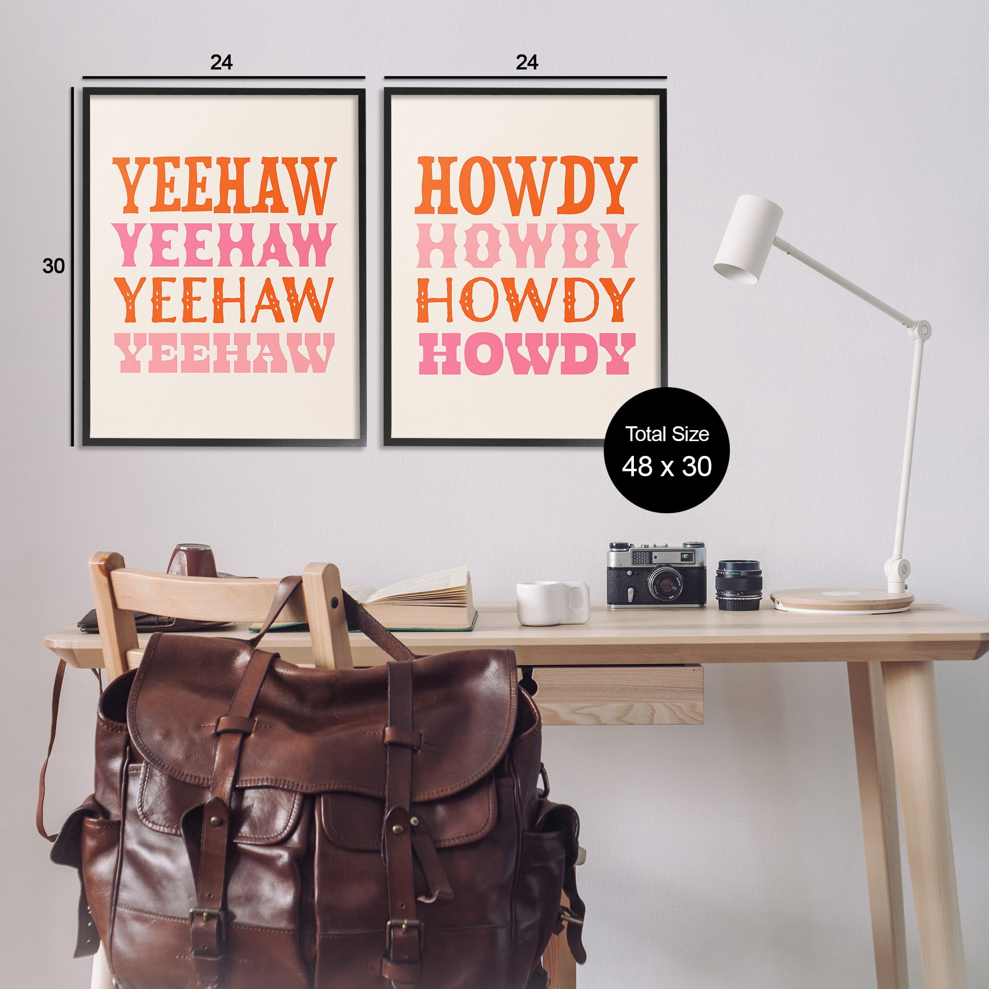 Stupell Industries Yeehaw & Howdy Typography Typography Painting Black Framed Art Print Wall Art, 24 x 30, Set of 2