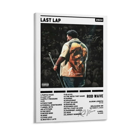 Rod Wave LAST LAP Album Signature Poster 20 Canvas Poster Wall Art Decor Print Picture Paintings for Living Room Bedroom Decoration