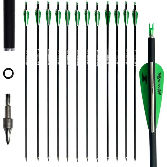 31inch Carbon Arrow Archery Targeting Practice Hunting Arrows for Compound & Recurve Bow with Removable Tips(Pack of 12)