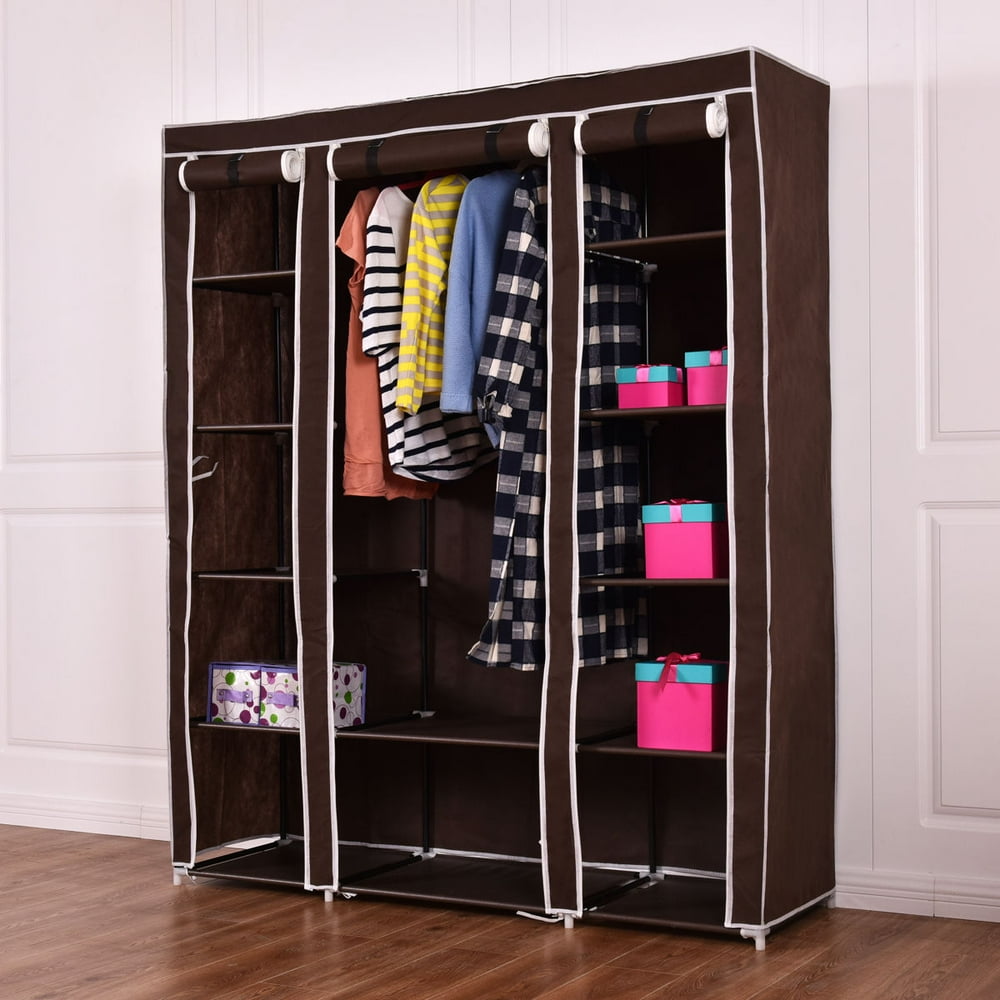 Costway 70'' Portable Closet Storage Organizer Clothes Wardrobe Shoe