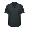 thumbnail image 5 of Men's Short Sleeve Shirt With Collar Casual Loose Fit Breathable Business Top 95% Cotton 5% Spandex Solid Color Daily Home | Zenithor,Dark Gray L, 5 of 9