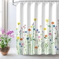 thumbnail image 3 of Floral Shower Curtain for Bathroom Flower Shower Curtain Watercolor Shower Curtain Wildflower Flowered Bathroom Curtain with Hooks Decorative Pretty Plant Shower Curtains, 72" W x 72" H, 3 of 6