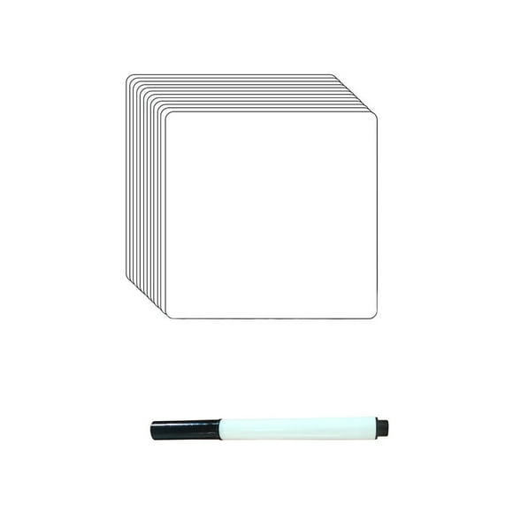 KAKOWELY 12 Pcs Autocollants de Tableau Blanc Étiquette Amovible Notes Adhésives à Effaçable à Sec avec un Stylo, 3.94"X3.94"X0.08 Pouces