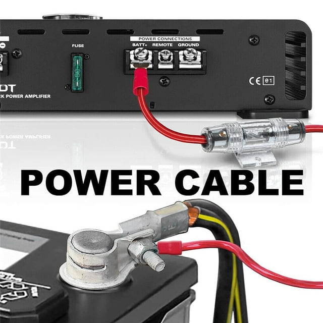 pitrice 10GA Amplifier Wiring Kit Car Audio Speaker Subwoofer Installation Cable 60Amp Fuse Holder Set