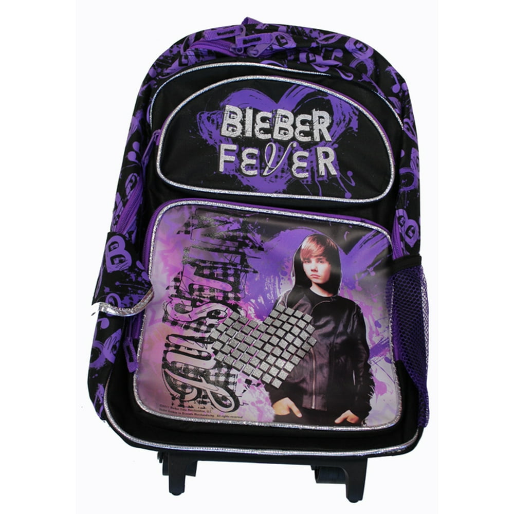 Justin Bieber Rolling BackPack Justin Bieber Large Rolling School Bag