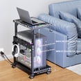 thumbnail image 5 of Computer Tower Stand with Power Outlet, 6 Level Height Ajustable PC Tower Stand for Floor, Mobile Rolling CPU Holder Cart for Gaming, Office, Home, 21.34"-28.3", Black, 5 of 9