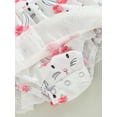 thumbnail image 5 of Baby Girl Easter Outfit Sleeveless Bunny Romper Dress Lace Trim Ruffle Skirt Hem Rabbit Bodysuits with Headwear Set, 5 of 7