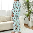 thumbnail image 3 of Top-kevin Womens Pajamas Set Cute Capybara Flowers Soft Long Sleeve Sleepwear Button Down Sets, 3 of 12