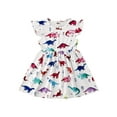 thumbnail image 1 of Xingqing Bambin Bébé Filles Manches Courtes Dinosaure Imprimé Col Rond Robe, 1 of 9