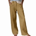thumbnail image 2 of Kelon Women's Casual Pants, Women Cotton Linen Wide Leg Pants High Waisted Spring Summer 2026 Business Casual Outfits Slacks Trousers Dressy Palazzo Pants Pockets, 2XL, 2 of 6