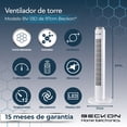 thumbnail image 3 of Ventilador De Torre Premium Corte Diamante Con Ionizador + Control Remoto Oscilación Temporizador Display Led 97cm De Alto Blanco Beckon, 3 of 8