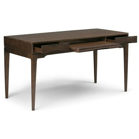 Simpli Home - Harper Rectangular Mid-Century Modern Solid Rubberwood 2-Drawer Table - Walnut Brown