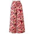 thumbnail image 5 of TEAJOPSUU Summer Tropical Floral Wide Leg Pants for Women Flowy High Waisted Elastic Drawstring Palazzo Pants Loose Fit Beach Pants with Pockets A-Red, 5 of 5