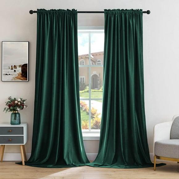 Cortinas MIULEE de terciopelo verde oscuro de 108 cm x 274 cm, juego de 2