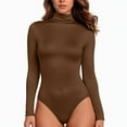 thumbnail image 3 of Youmylove Women Bodysuits Women's Turtleneck Long Sleeve Bodysuits For Women Ribbed Body Suit Shirts Solid Color Slim Fit Body Shaping Underwear Slim Fit Tops Bodysuits, 3 of 6