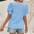 thumbnail image 6 of Tops for Women Trendy Slouchy T Shirts Women Casual Shirt Womens Athletic Shirt Cropped Tee Soft T Ladies Long Sleeve Sheer Top Dressy Summer Tops Thermal Knit Dresses for Tunic Blue L, 6 of 7
