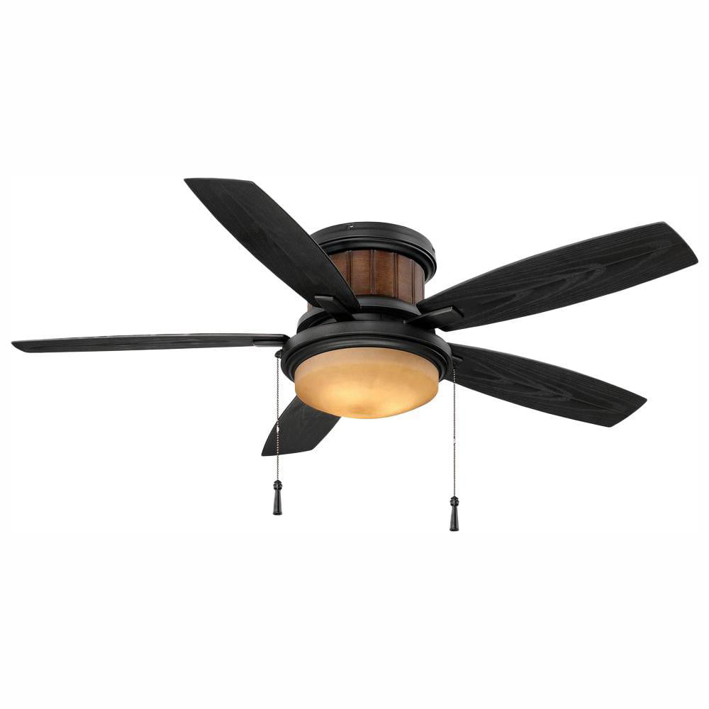 Ceiling Fan 42 in Indoor Outdoor Natural Iron 5-Reversible Black Blades 3-Speed 