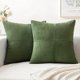 thumbnail image 1 of HAYANMoss Green Corduroy Pillow Covers Pack of 2 Boho Decorative Spliced Throw Pillow Covers Soft Solid Couch Pillowcases Cross Patchwork Textured Cushion Covers for Living Room Bed Sofa 18x18 inch, 1 of 1