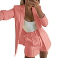 thumbnail image 4 of Lovskoo 2024 Womens Casual Blazers Open Front Crop Blazer Jacket Business Attire Solid Long Sleeve Suit Lapel Collar Slim Cardigan Coat Pink, 4 of 8