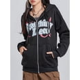 thumbnail image 3 of KelaJuan Women's Autumn Casual Hooded Coat Long Sleeve Letter Print Zip Up Hoodie with Pockets, 3 of 6