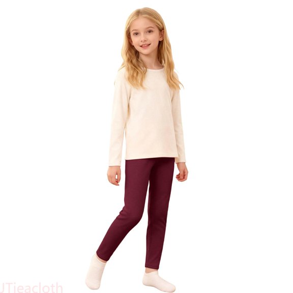JTieacloth Girls Loose Pants Winter Girls Fleece Lined Leggings Thickened Thermal Tights For Toddler To Big Kids Soft Stretchy Base Layer Pants,Sizes 3-4 Years