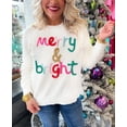 thumbnail image 5 of CURBODO Women's Merry & Bright Christmas Sweaters Long Sleeve Crewneck Graphic Pullover, 5 of 7