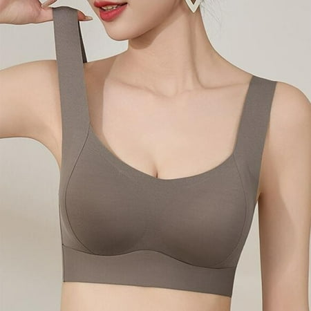 LLYWEY Push up Bra Wireless Discounts Wireless Padded Bras Women Ladies Sport Bra Style-1094 Women Multiway Bra Feature Adult Female T-Shirt Sports Bras Coffee 40B