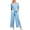 Blue, variant on Aayomet Womens Jumpsuits Casual Short Sleeve Straps Wide Leg V Neck Pockets Zipper Jumpsuit (Gray, XXXXL)