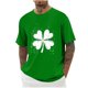 thumbnail image 1 of Blusas y camisas de manga corta con cuello redondo para hombre. Blusa de poliéster con hombros caídos y cuello redondo con estampado del Día de San Patricio., 1 of 3