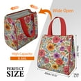thumbnail image 3 of Pioneer Flower Floral Print Pattern Insulated Lunch Bag for Women & Adults,Large Portable Soft Cooler Lunch Bag,Thermal Food Storage Tote with Pearl Cotton,8.66L,8.75x5.75x9.5 Inch, 3 of 6