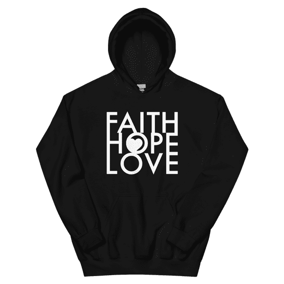Faith Hope Love Hoodie - Molor Pullover Hooded Sweatshirt (Black, S)