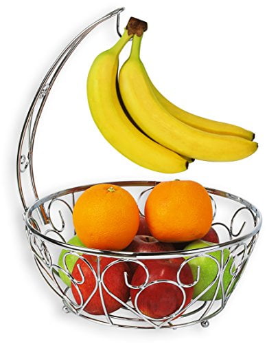 SimpleHouseware Fruit Basket Bowl with Banana Tree Hanger Bronze 