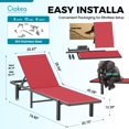 thumbnail image 5 of Ciokea Chaise Lounge Chairs Outdoor Set of 4 with Wheels Poolside Sun Lounger 5-Position Adjustable Recliner Red, 5 of 9