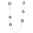 thumbnail image 6 of Elegant Long Black Onyx Circle Link Chain Necklace - 25" Statement Necklace Jewelry Necklace Silver, 6 of 7