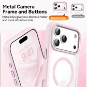 GAOBAO Magnetic Clear Case for iPhone 17 Pro Max, Compatible with MagSafe, Shockproof Bumper with Camera Control Button Cutout, Anti-Yellowing Slim Cover, Pink