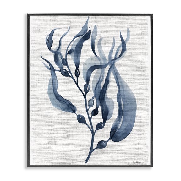 Stupell Industries Delicate Waving Herb Leaves Floral Painting Black Framed Art Print Wall Art, 11 x 14