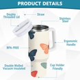thumbnail image 2 of Yayeee 40oz Double-Wall Insulated Stainless Steel Tumbler with Handle Bottle, Orange Butterflies, 2 of 8