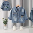 thumbnail image 1 of Chaqueta vaquera de manga larga con solapa para niños, bonita chaqueta informal para niños, chaqueta vaquera de manga larga con capucha, chaqueta vaquera para niños, top de poliéster, 1 of 9