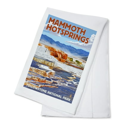 Mammoth Tower (Yellowstone National Park, Wyoming - Mammoth Hotsprings - Lantern Press Artwork (100% Cotton Kitchen)