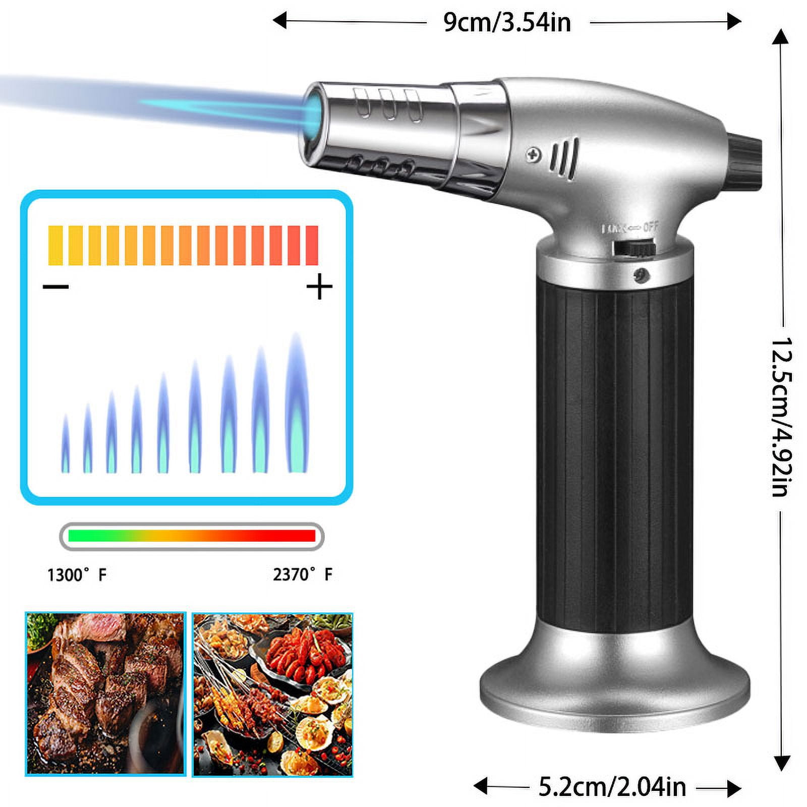BUSATIA Butane Torch,Professional Kitchen Cooking Torch with Lock Adjustable Flame Refillable Mini Blow Torch Lighter for BBQ,Baking,Brulee Creme,Crafts and Soldering-Butane Gas Not Included